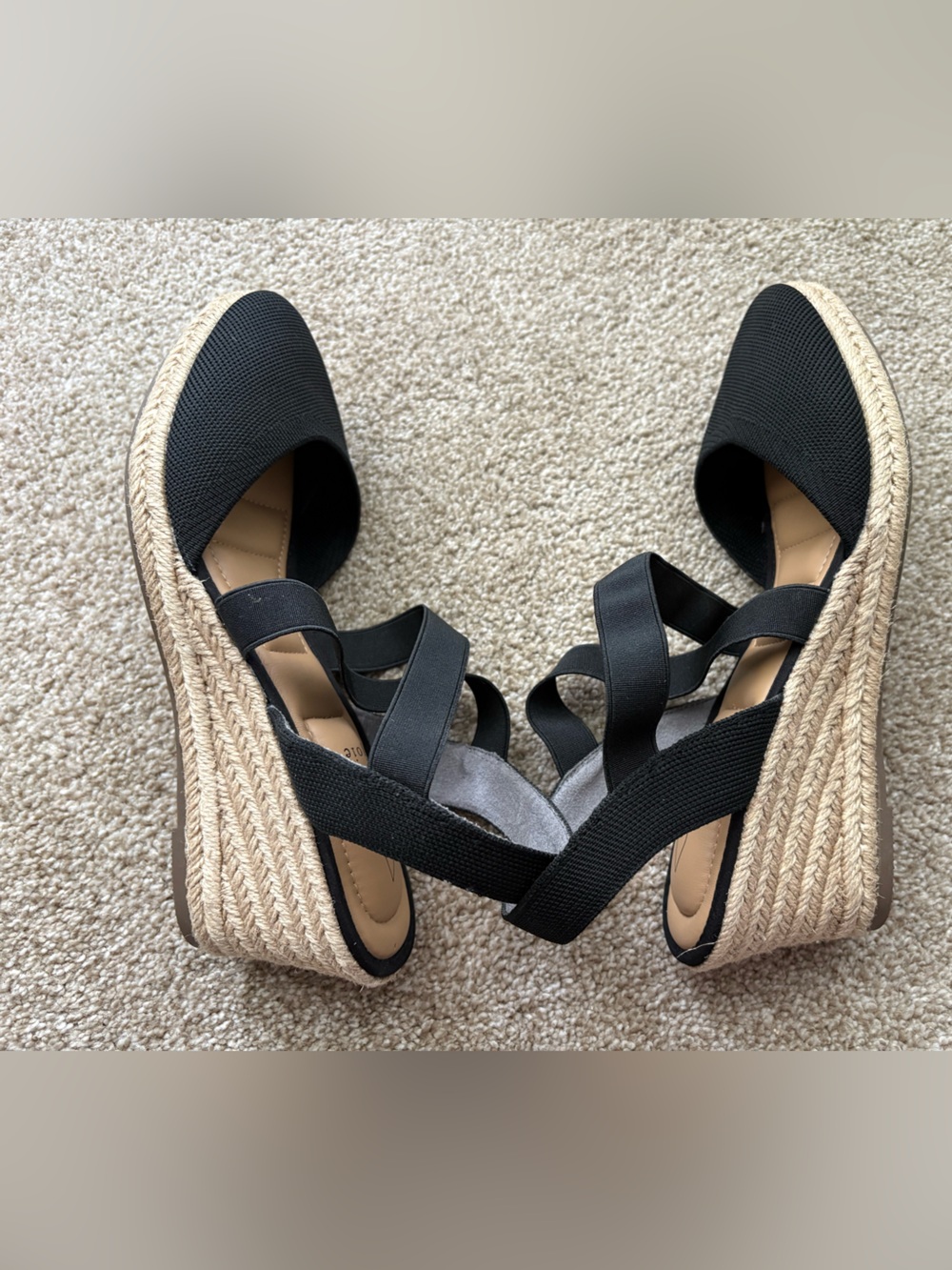 Joie Black Sydney Stretch Espadrille Wedge Sandals Size 10M NWOB - Picture 6 of 7
